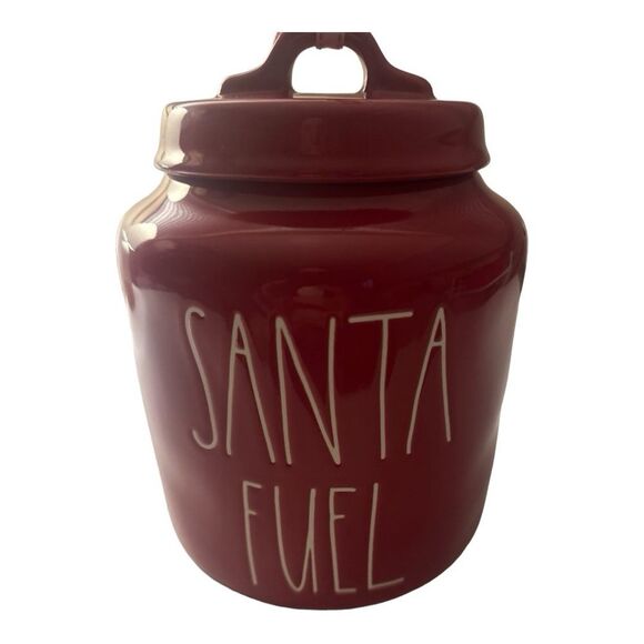 Rae Dunn Santa Fuel Canister Jar Christmas Holiday Decor Display Maroon - Picture 2 of 6